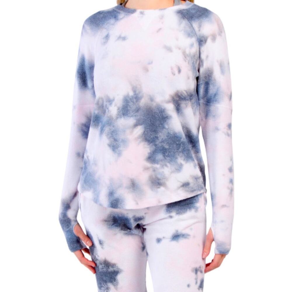 C&C California Rose Ink Tie Dye sweatshirt top pink gray black Thumb holes